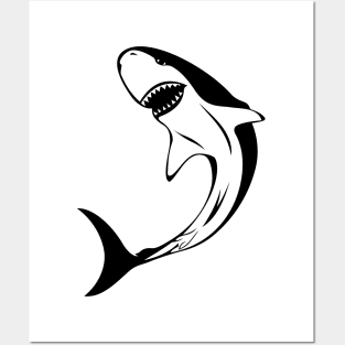 shark silhouette Posters and Art